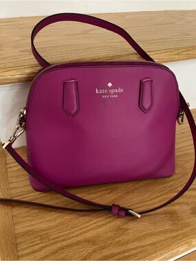 KATE SPADE Fuchsia Pink Schuyler Leather Medium Dome Satchel Crossbody Bag